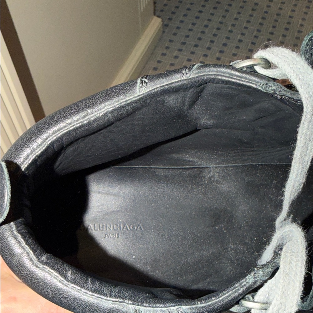 Balenciaga Arena High-Top Sneakers - Black Lambskin Leather - EU 45 - Picture 3 of 9